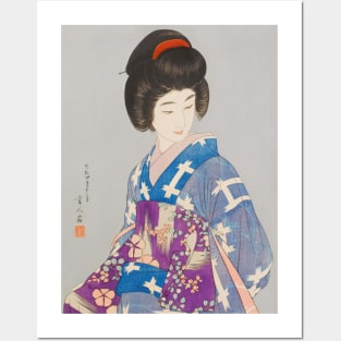 Graceful Geisha in Kimono - Japanese Vintage Art Posters and Art